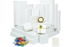Breeze Touch 24 Pack Christmas Gift Boxes with Lids for Presents, White Shirt Gift Boxes Assorted Sizes, Gift Wrapping Present Boxes for Robes, Shirts, Sweaters, Clothes and Jewellery