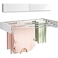 Vikaqi Wall Mounted Clothes Drying Rack, Foldable Wall Mount Laundry Drying Rack Folding Indoor, Drying Rack Clothing Collapsible, Towel Drying Rack with Wall Template, 5 Rods, 31.5", White