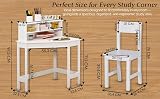 FEFE White Study Table and Chair Set for Kids Corner Desk 27x27 38H view 6