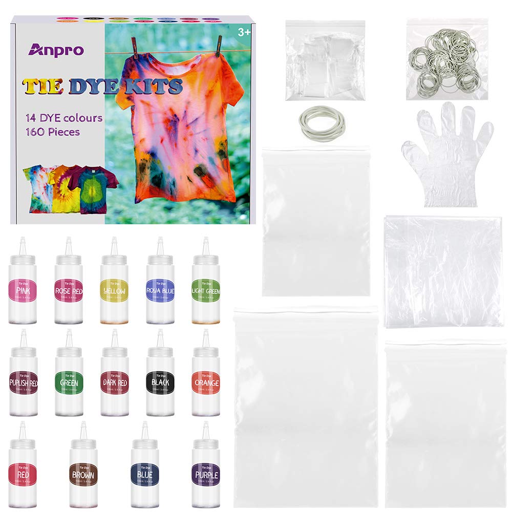 Anpro160PCS Tie dye DIY Kit 100ml per Bottle 14 Colours Permanent A | amzdealz
