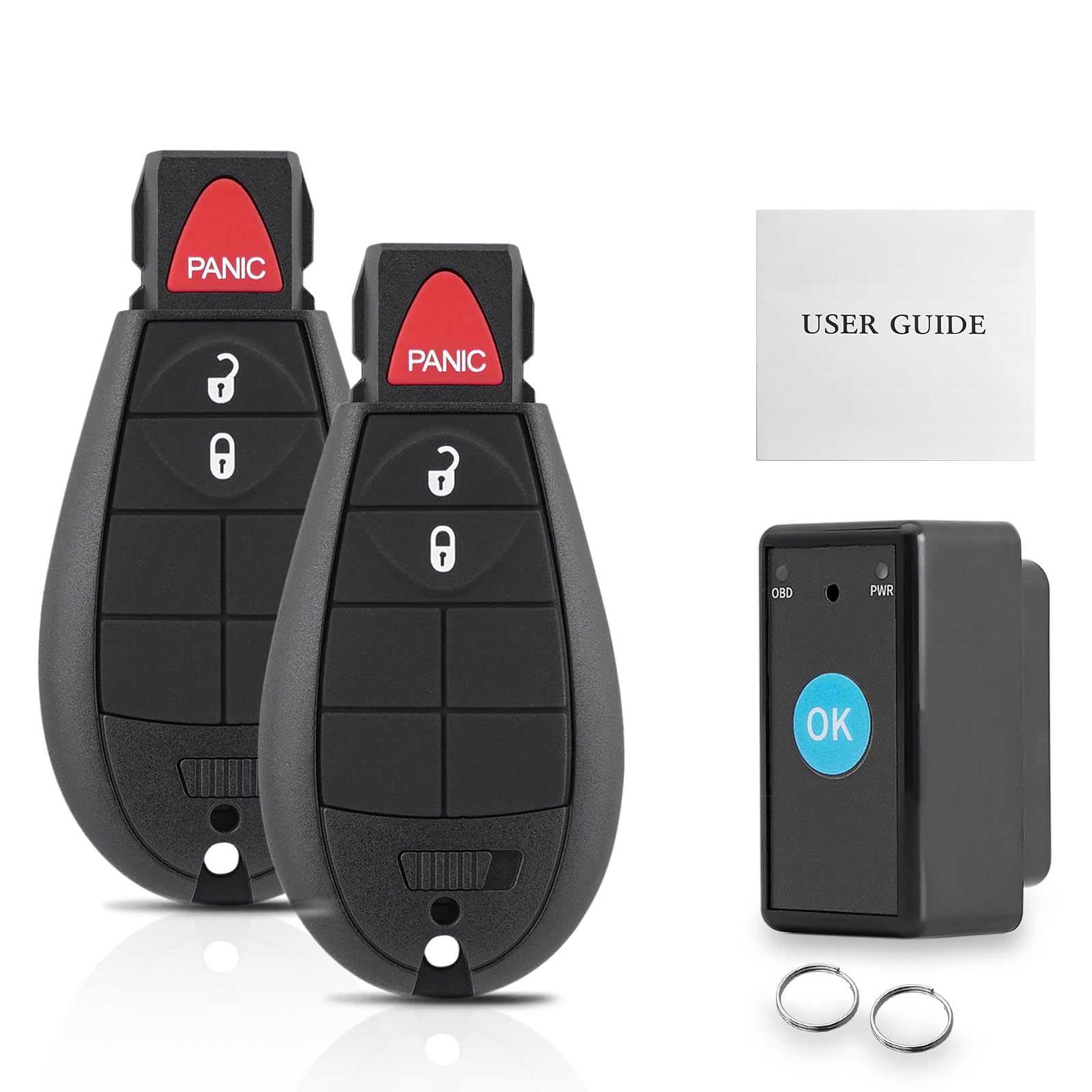 Photo 1 of 2PC Simple OBD and Remote Key Fob Replacement for Dodge Ram 1500 3500 2013 2014 2015 2016 2017 GQ4-53T with DIY Instructions Kit