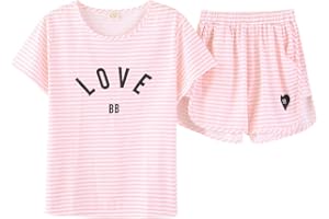 Jashe Summer Pajamas for Girls – Stripe White PJS Pal Cute Jammies Set Big Girl Size 6-18…