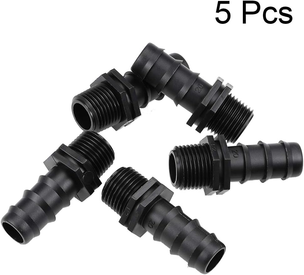 sourcing map Barb Drip Pipe Connector 1/2BSPF Male Thread 20PE Hose Fitting for Garden Agricultural Irrigation System Plastic 5pcs - Image 3