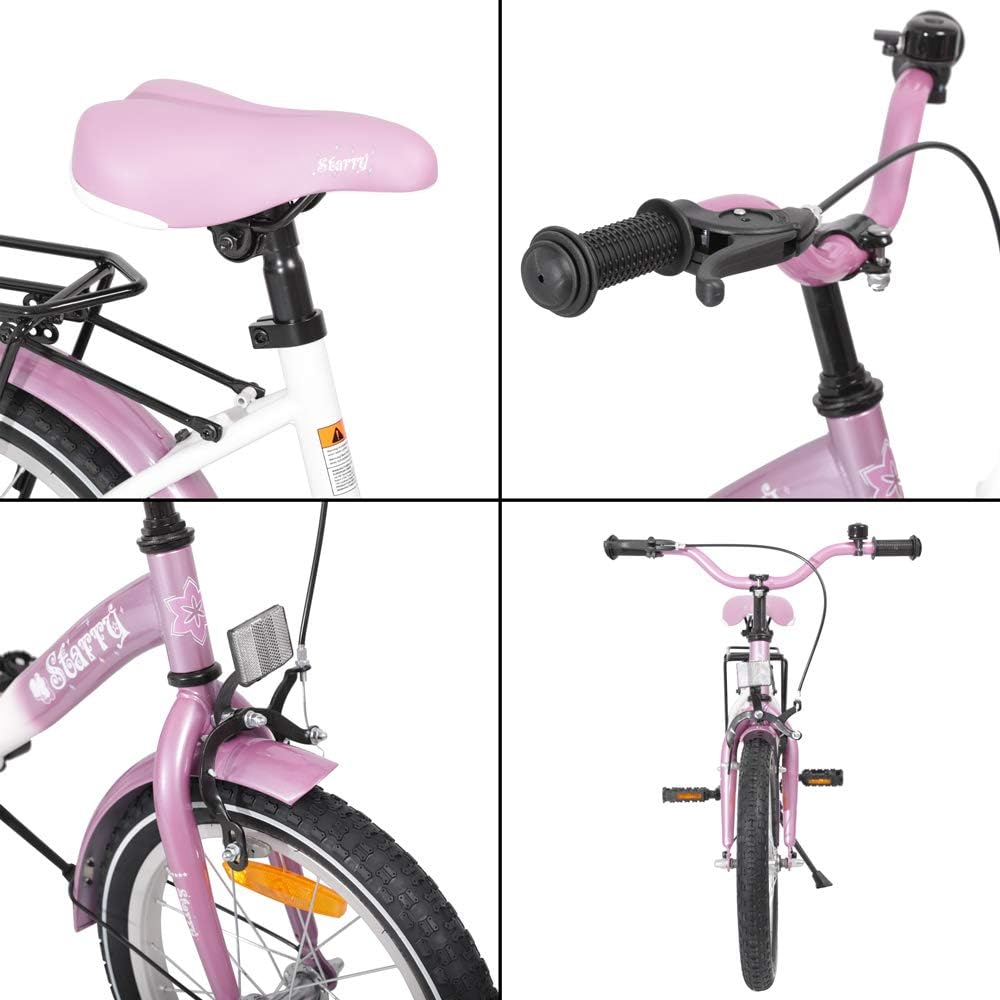 Kinderfahrrad Mit Stützräder Ab 3 Jahre Fahrräder Rücktritt und Rücksitz/Gepäckträger Lila Violett HILAND