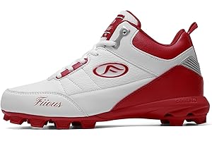 Fiiuos Men's Baseball Cleats Black White Outdoor High-Tops Lace-Up Non-Slip Spikes Football Shoes Competition/Training Combat Boots Baseball Sneakers