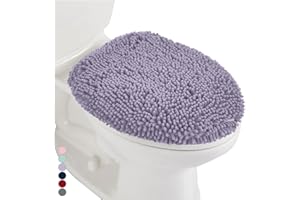 Gorilla Grip Soft Chenille Bathroom Toilet Lid Cover, Machine Washable Seat Covers, 19.5x18.5, Stays in Place Rubber Backing, Fits Most Round, Elongated and Oblong Lids, Accessories Decor, Lt Purple