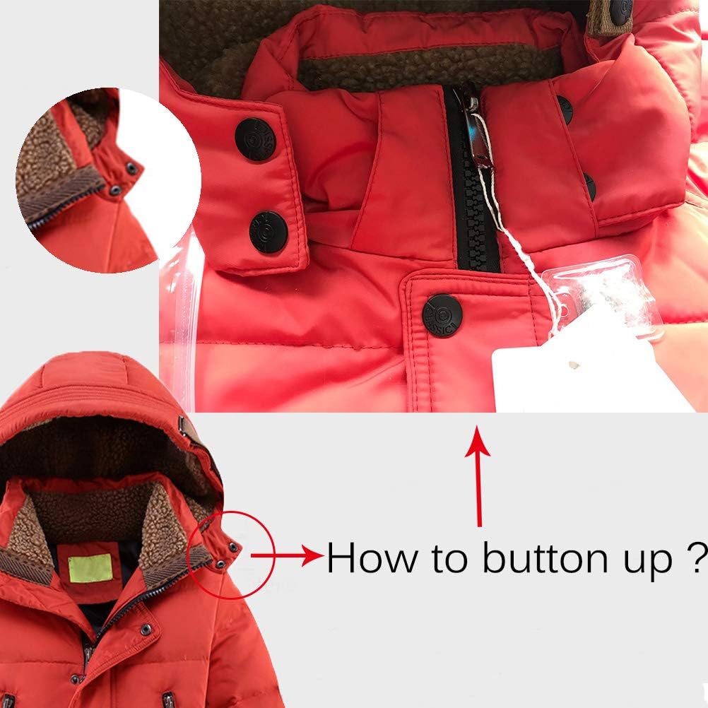 Mallimoda Boys' Hooded Down Coats Winter Warm Jacket Solid Puffer Coat: Clothing