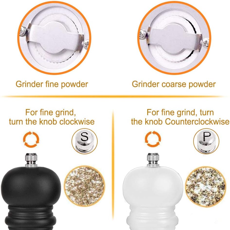 Salt and Pepper Grinder Set including with Adjustable Ceramic Core, Wood Pepper Mill and Salt Grinder - Image 5