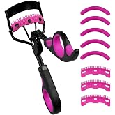 Eyelash Curlers with Comb IMMER LIEBEN Lash Curler with 5 Replacement Refills, 3 Combs, 10 Seconds Curl and Lifted Lashes Black and Purple