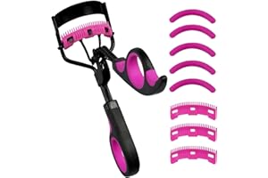 Eyelash Curlers with Comb IMMER LIEBEN Lash Curler with 5 Replacement Refills, 3 Combs, 10 Seconds Curl and Lifted Lashes Black and Purple