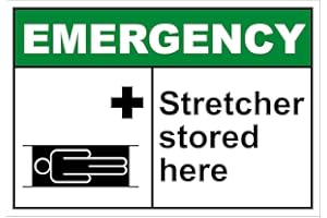 VISION SIGNS Stretcher Stored Here Emergency OSHA/ANSI Label Decal Sticker 8"