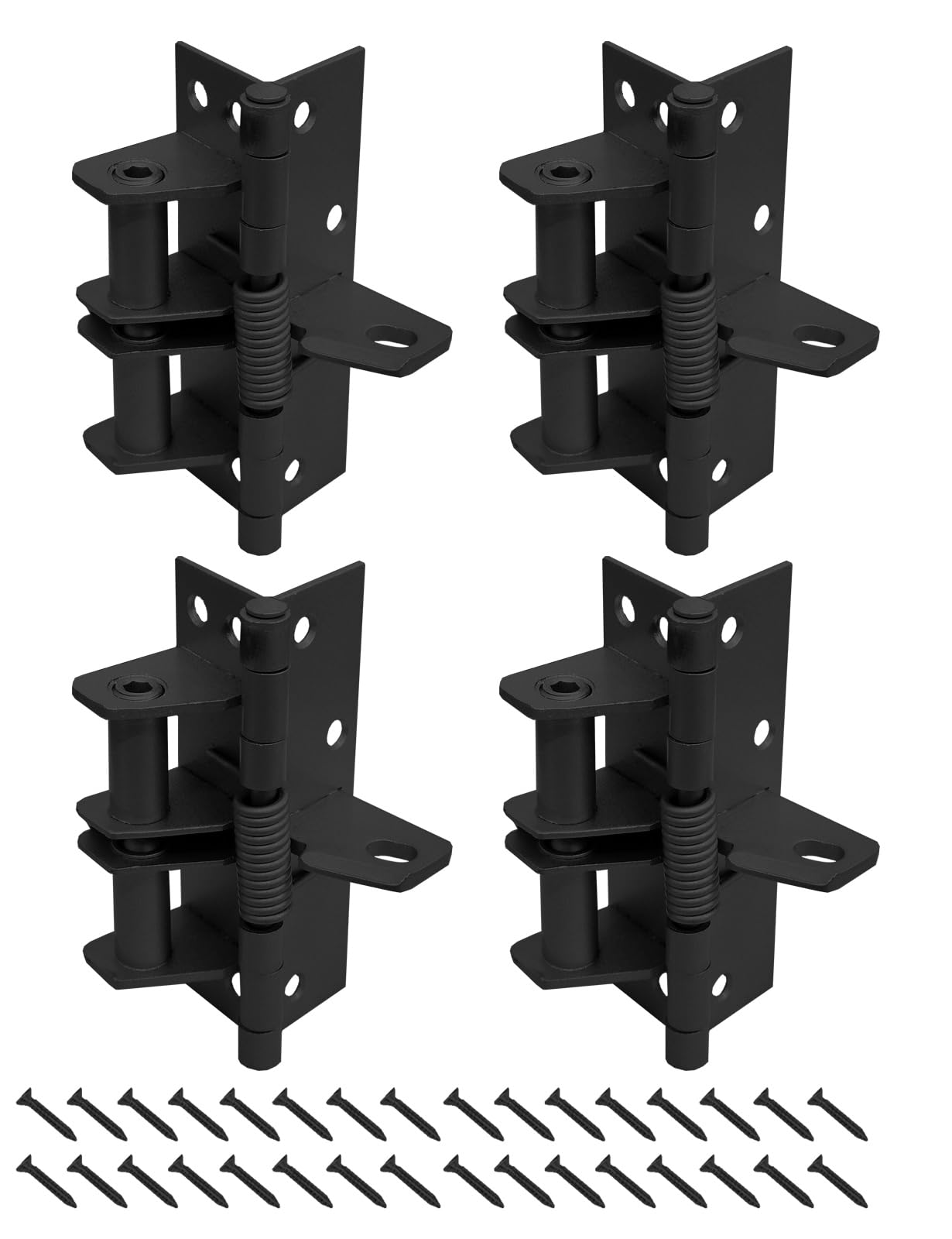 4 Pack 10cm Self-Closing Door Hinges, 4" Spring Interior Residential Hardware(Black)