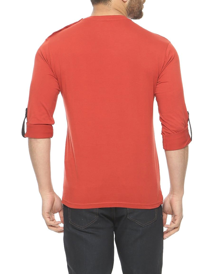 gritstones men's cotton full sleeve t-shirt rust