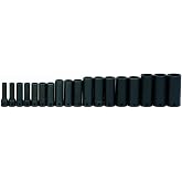 Williams JHWMS-12-18H SUPERTORQUE 18-Piece 3/8-Inch Drive Metric Deep Impact 6 Point Socket Set, Black Industrial Finish, Designed for Maximum Engagement on 6-Point Fasteners