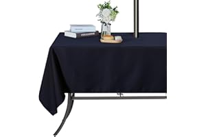 SARAFLORA Outdoor and Indoor Tablecloth -60x102 inch Navy, Wrinkle Free Washable Waterproof Table Cloth with Umbrella Hole and Zipper Rectangle Table Cover for Spring/Summer/Patio/Picnic/BBQS/Party