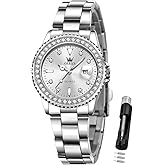 OLEVS Ladies Watch Diamond Dress Quartz Analog Female Watches Stainless Steel Two Tone Waterproof Luminous Day Date for Womens Wrist Watch Gift