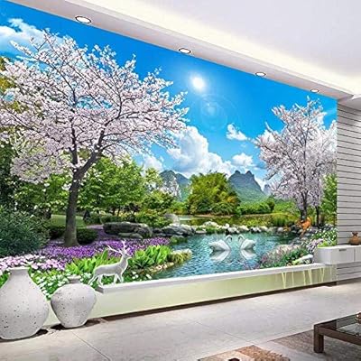 3d Photo Wallpaper Cherry Blossom Tree Nature Landscape Great Wall