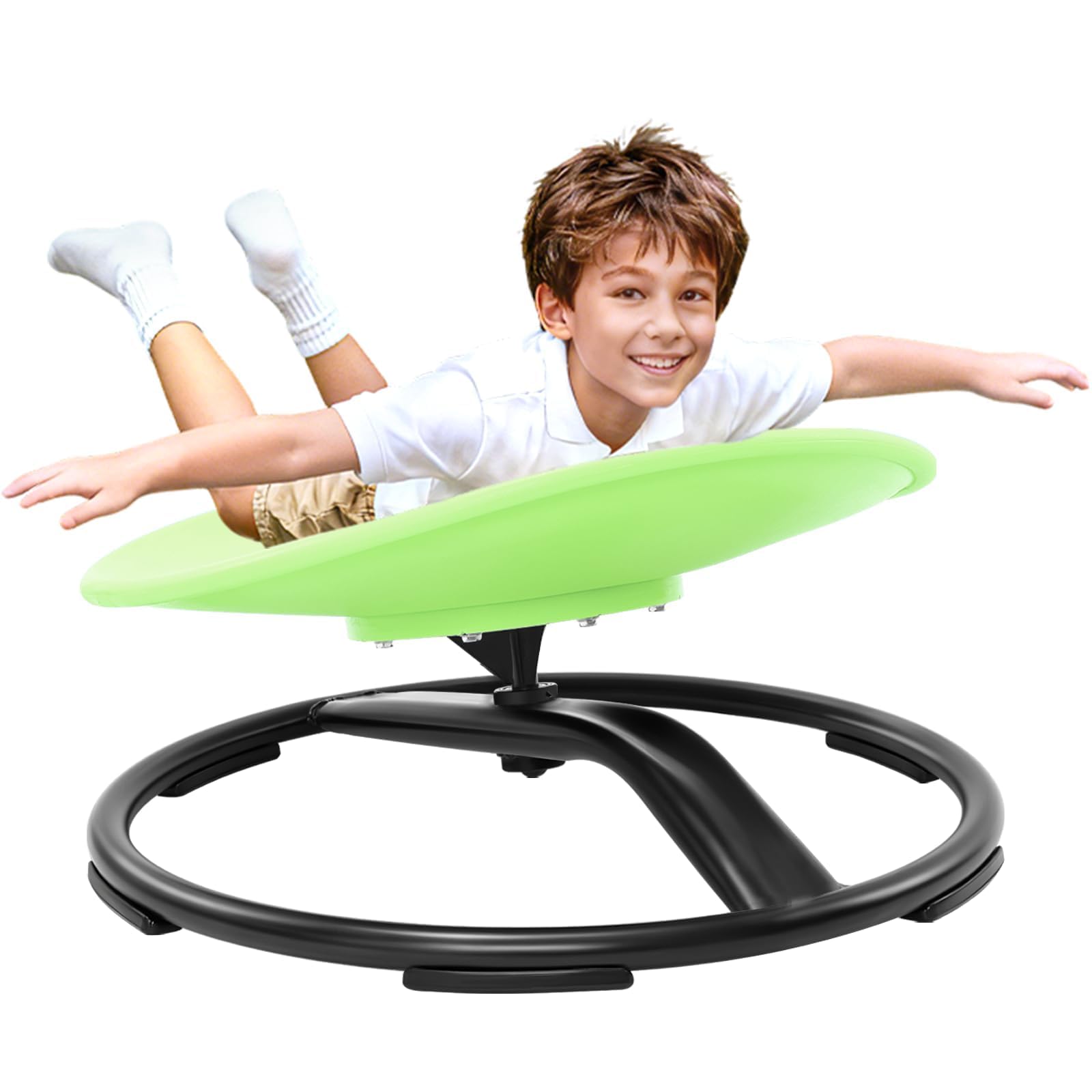 Zhenx Spinning Chair for Autistic Kids (Ages 3-18) - 220LBS Capacity Sensory Swivel Seat - Sensory Toy for Teens with ADHD/Autism - Sit and Spin Calming Gift to Improve Focus & Body Balance (Green)