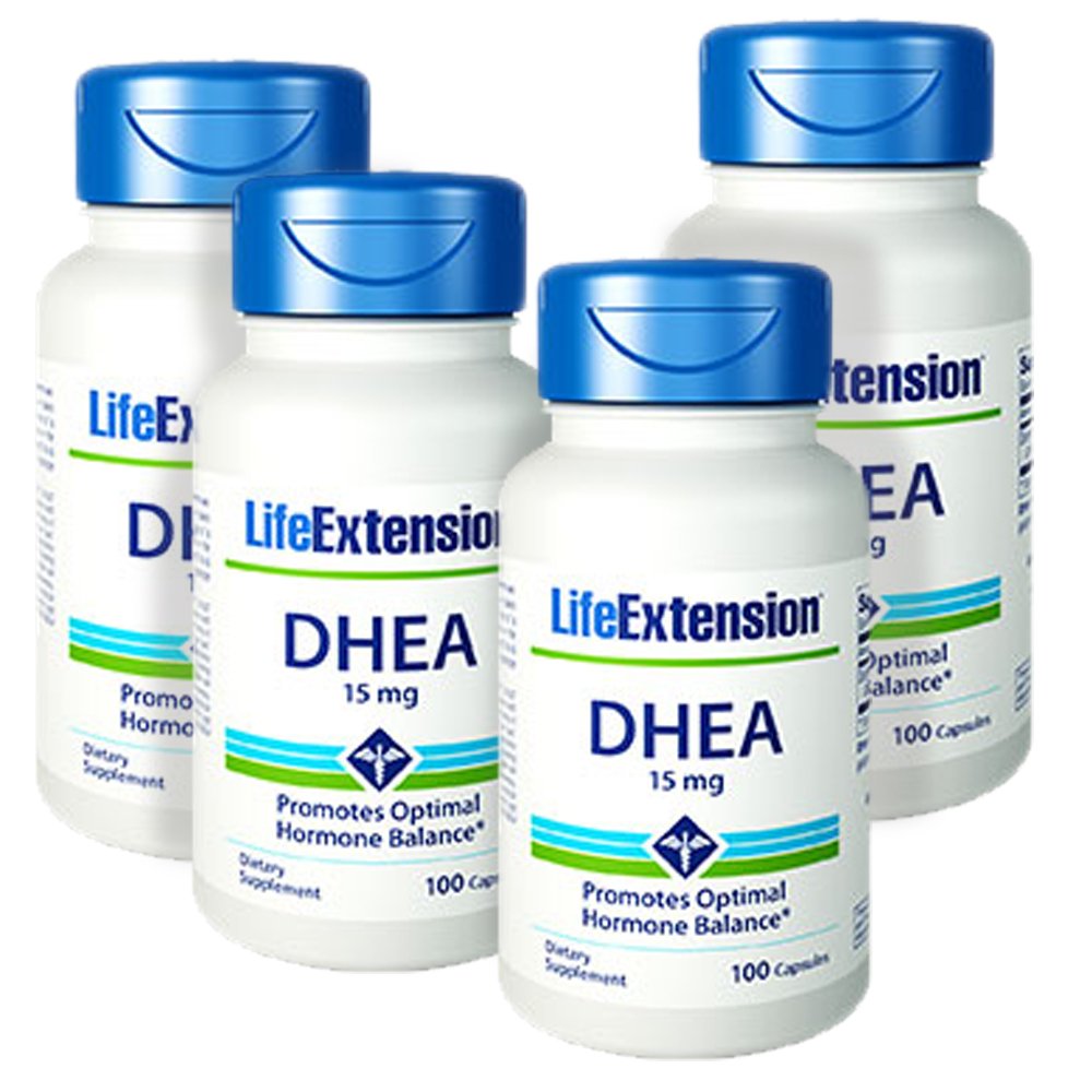 Life Extension DHEA (Dehydroepiandrosterone) 100 15mg Capsules - Discount 4-Pak