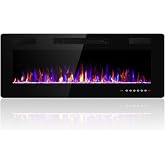 Electactic 36 Inch Electric Fireplace Insert Ultra-Thin - Recessed &amp; Wall-Mounted Fireplace Heater with Thermostat, Adjustable Flame, Remote Control - Linear with Timer, Touch Screen, 750/1500W