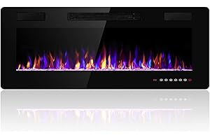 Electactic 36 Inch Electric Fireplace Insert Ultra-Thin - Recessed & Wall-Mounted Fireplace Heater with Thermostat, Adjustable Flame, Remote Control - Linear with Timer, Touch Screen, 750/1500W