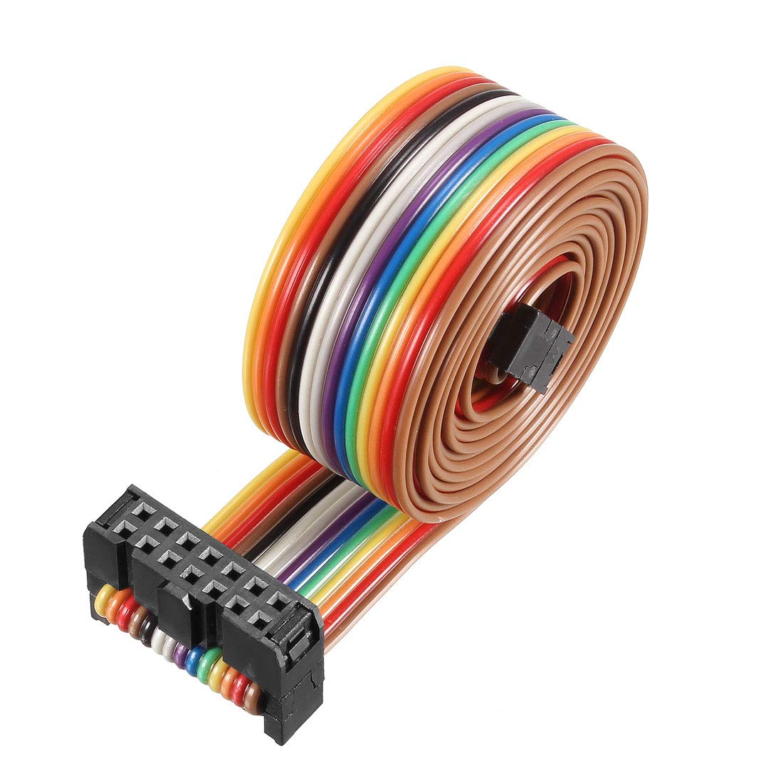 sourcing map IDC Rainbow Wire Flat Ribbon Cable 14P A-type FC/FC Connector 2.54mm Pitch 1m/39.3inch Length