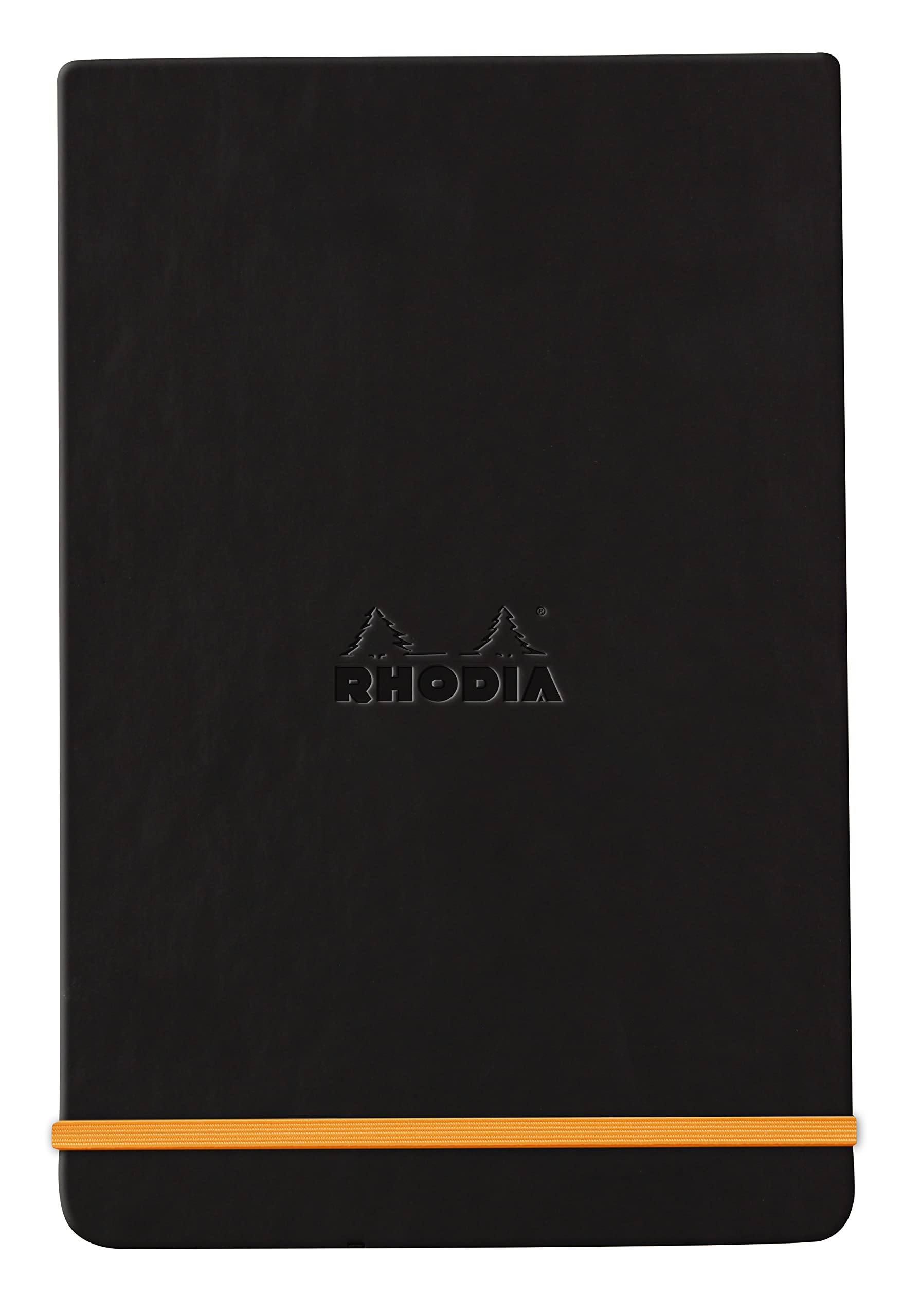 RHODIA 118309C - Hard Black Webnotepad Notebook - A6 - Lined - 192 Detachable Pages - Ivory Clairefontaine Paper 90 g/m - Bookmark, Elastic Closure - Faux Leather Cover - Rhodiarama