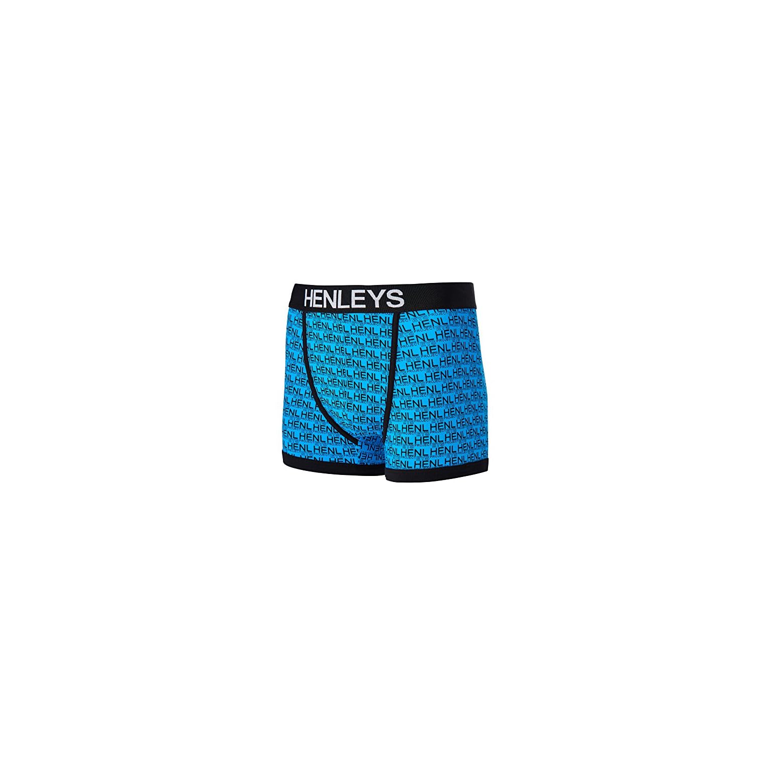 HENLEYS Mens Insulate 3 Pack Boxer Shorts Printed Blue/Black/Victoria Blue Large Panty Express