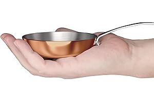 Macevia Mini Sauce Pan,Copper Stainless Steel Butter Warmer Pan Mini Sauce Pan Butter Melting Pot Small Multipurpose Use for Home Kitchen or Restaurant (0.12 Quart/4 Inch)-Copper