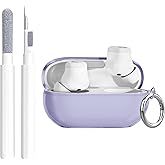 Aircawin for Beats Solo Buds Case Clear,Shockproof Design for Beats Solo Buds Cover 2024,Full Protective Soft Transparent TPU Case for Beats Solo Earbuds with Keychain and Cleaning Pen-Purple