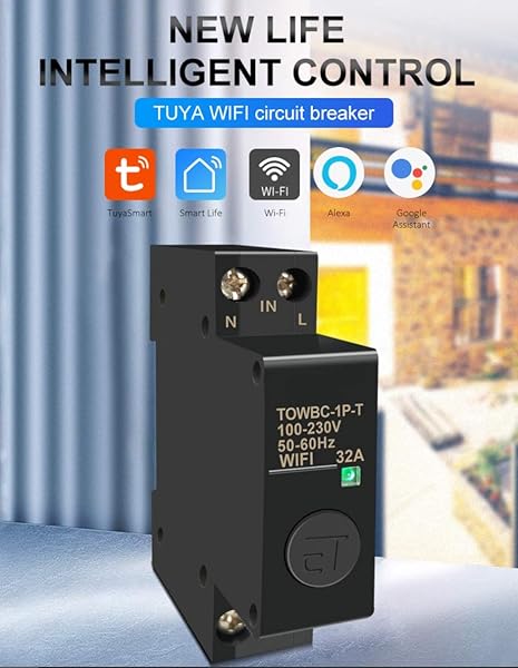 Interruptor Inteligente WIFI de Control Remoto por Smart Life Tuya Smart Google Assistant y Alexa Carril Din