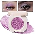 Single Purple Shimmer Sparkly Eyeshadow,Bright High Pigment Intense Monochrome Eye Shadow,Apply Makeup Easily,Glitter Pressed Powder Single Eyeshadow,24 Hour Eye Makeup Longwear Waterproof,Blendable