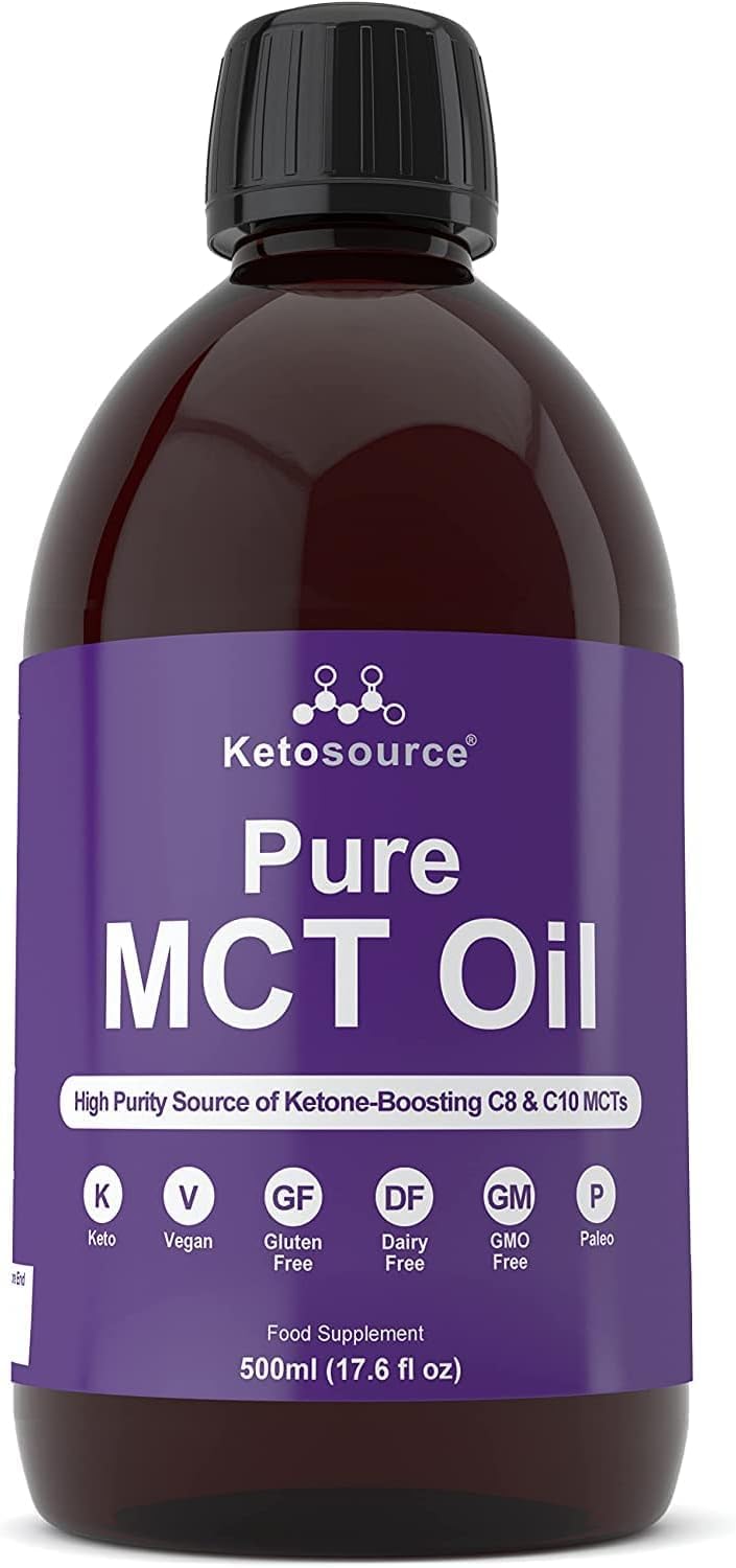 Ketosource® Pure MCT Oil | High Purity Source of Ketone-Boosting C8 & C10 MCTs | Supports Keto Nutrition & Fasting | Vegan Safe & Gluten Free (500ml)