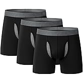 KatarkmaisWANG Men's Cotton Boxer Briefs Pack - Soft Cotton Underwear for Men with Y-Shaped Support Pouch, Moisture Wicking