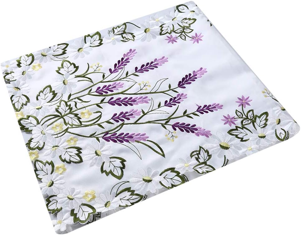 MOONQING Embroidered Flowers Fresh Rural Table Runner Table Cloth Placemat Home Decor for Kitchen Dining Wedding Party,Size 2