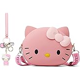 2 Pcs Crossbody Bags, Cute Soft Silicone Coin Purse with Adjustable Shoulder Strap, Cartoon Small Shoulder Bag for Girls