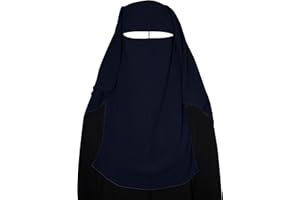 bonballoon XL Long Saudi Niqab Nikab 3 Layers Burqa Hijab Face Cover Veil Islam Islami Dark Blue