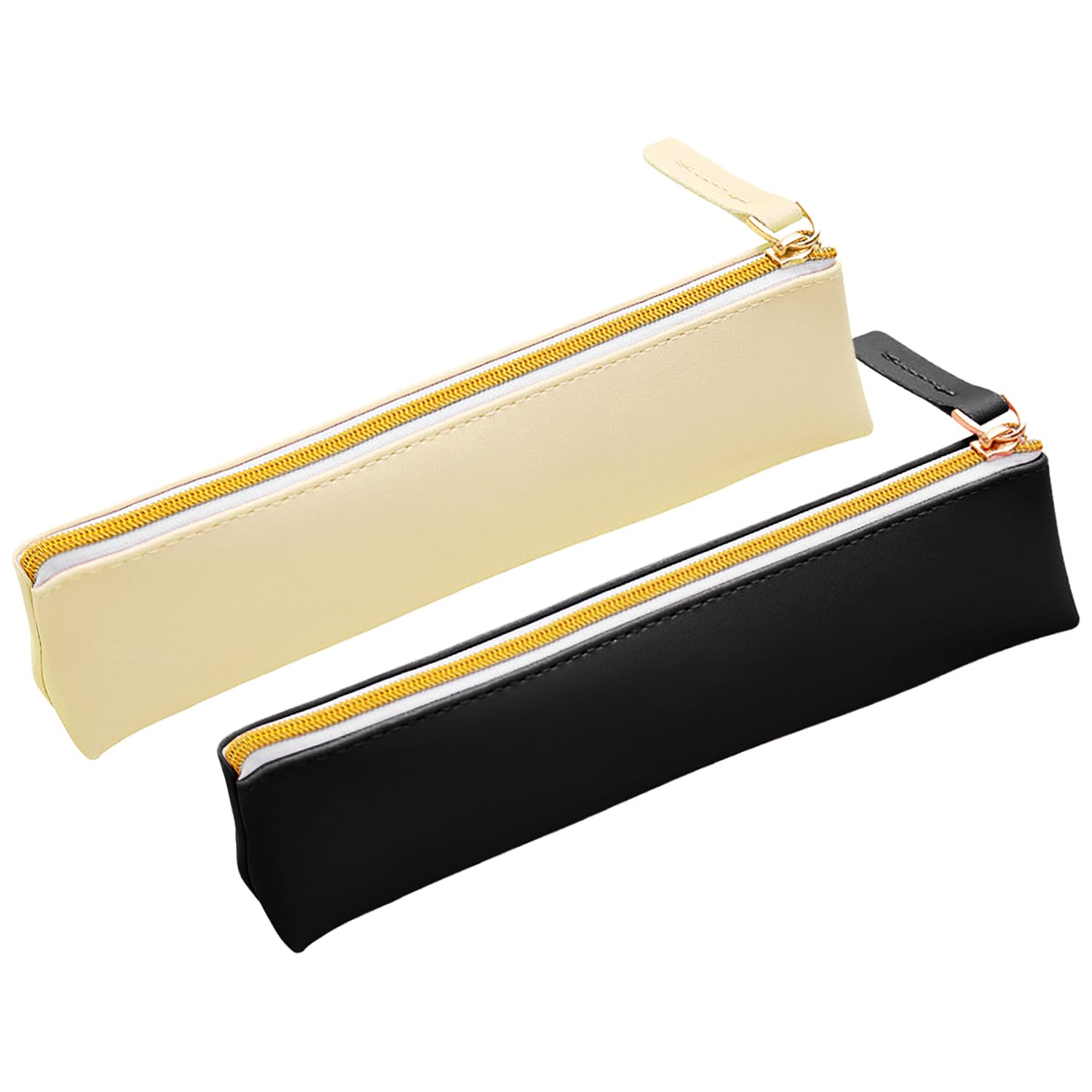 Luckious 2 Pcs Leather Pencil Pen Case Pouch - Slim and Stylish Pen Bags for Students, Offices, and Colleges