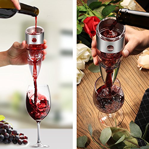 Wine Aerator Decanter - Empino Wine Filters Defuser - Premium Instant Aerating Pourer - Multi-Stage Design Wine Purifier Saver with Vacuum Wine Stopper & Carry Pouch Included