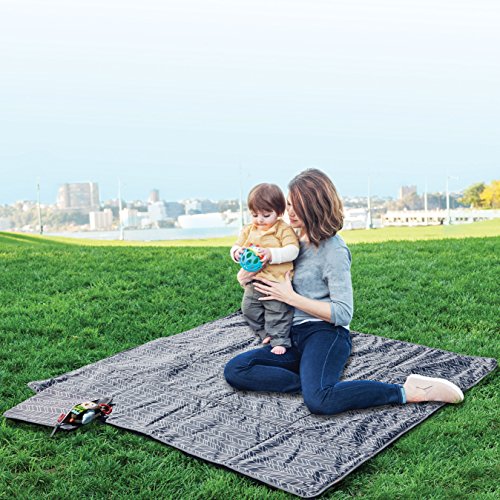 Skip Hop Central Park Outdoor Blanket & Cooler Bag, Grey Feather