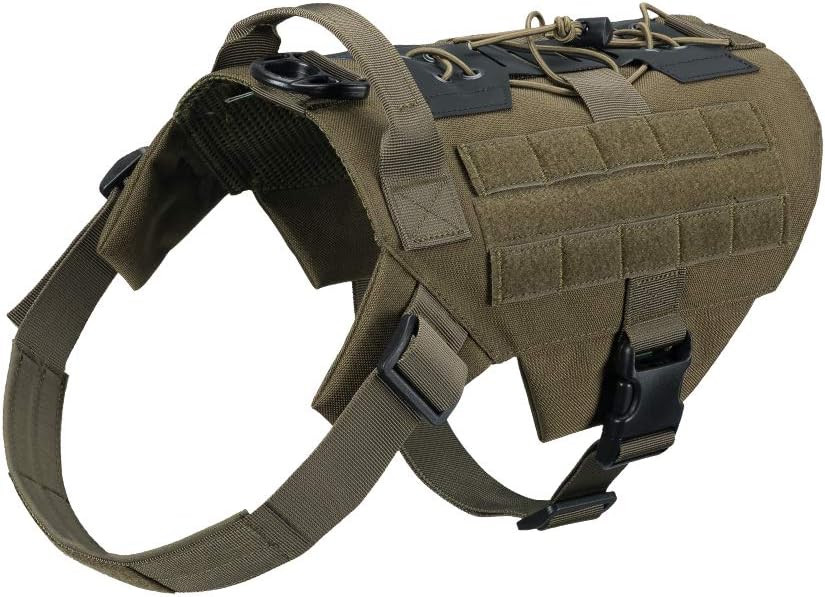 EXCELLENT ELITE SPANKER Tactical Molle Dog Vest Adjustable No-Pull Military Patrol Service Dog Harness Training Hunting Vest with Handle(RGN-M)