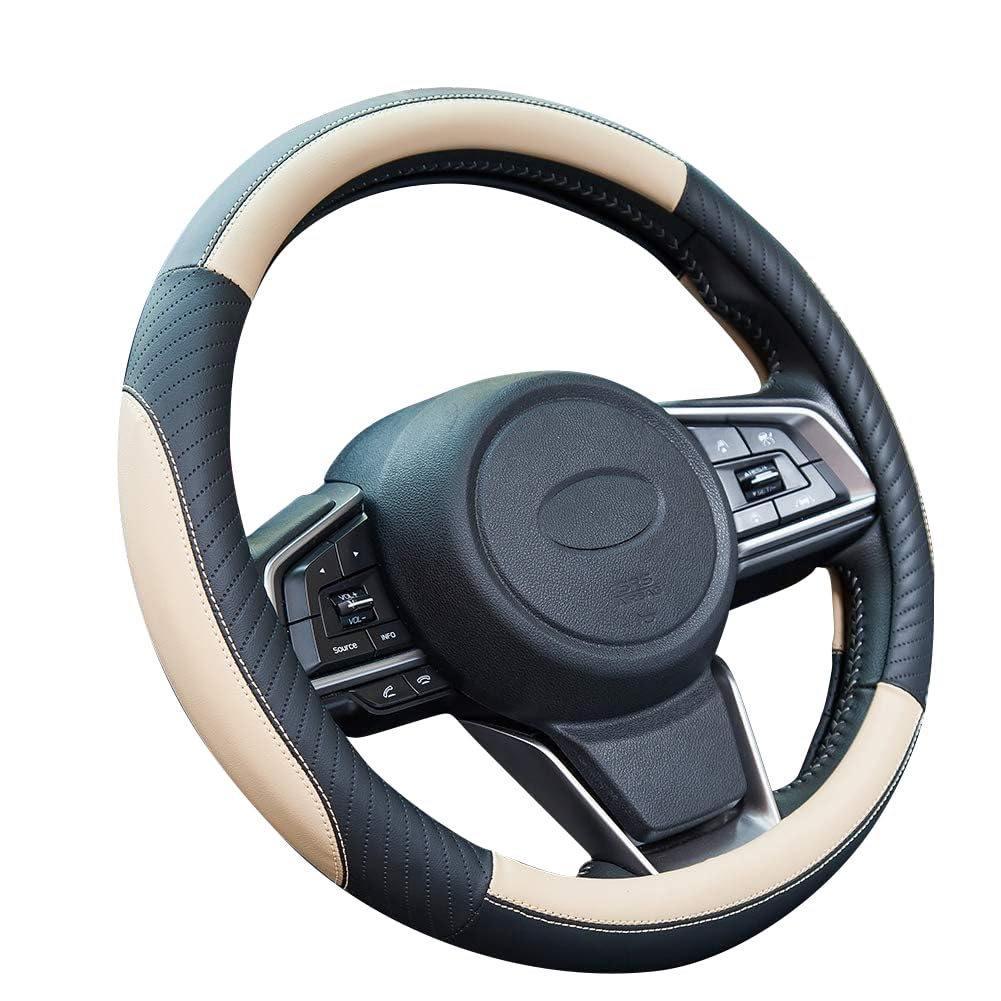 ZATOOTO Car Steering Wheel Cover - Steering Wheel Covers leather, 38cm /15inch, Beige