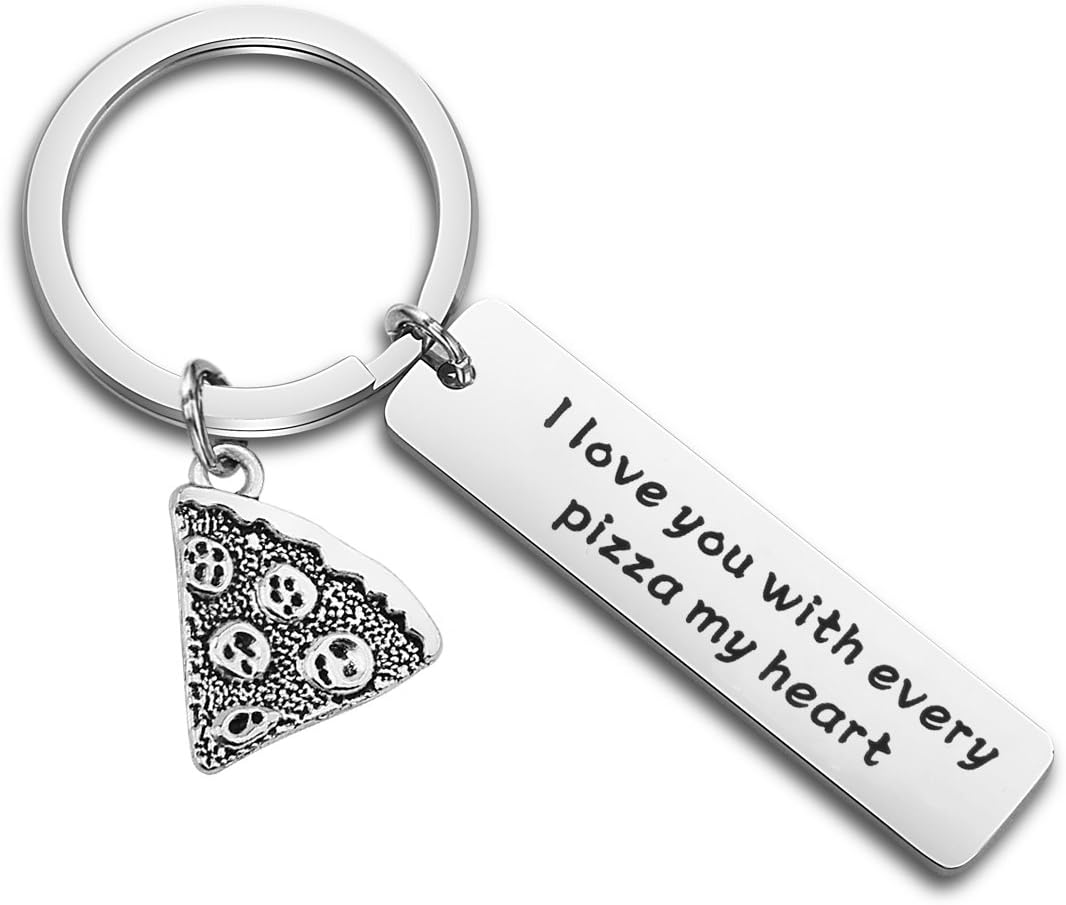 TGBJEPizza Lover Gift I Love You With Every Pizza My Heart Keychain Gift for Boyfriend,Girlfriend,Husband, Wife