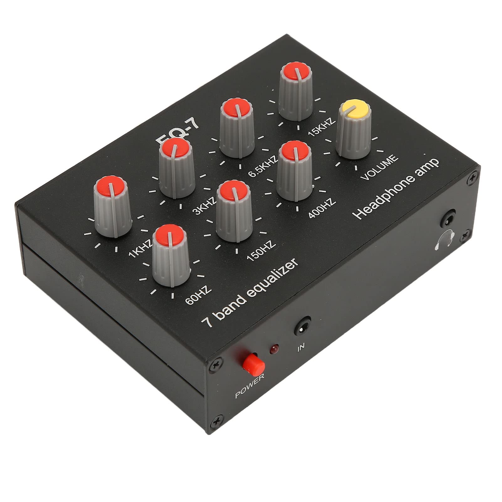 7 Band Sound Equalizer, 12dB High Bass Adjustment Dual Channel Digital Audio Equalizer with Front 3.5mm Auxiliary Input, EQ Output Input
