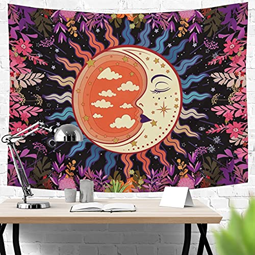 Tapestry for Bedroom, Moon Garden Tapestry Wall Hanging Wall Tapestry Black as Wall Art for Living Room, Dorm Decor