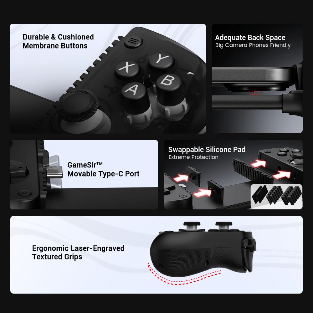 GameSir X5 Lite Mobile Gaming Controller for Android & iPhone 15/16 Series (USB-C), Hall Effect Joystick, Lightweight Ergonomic Phone Controller- Play Genshin Impact & Zenless Zone Zero