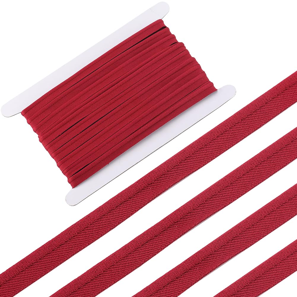 GORGECRAFT 10 Yards*11mm Bias Tape Dark Red Trim Cord Polyester Ribbons for Sewing Craft Binding Tape Hemming Seaming Piping Quilting Clothing Accessories Wrapping Cord Trim