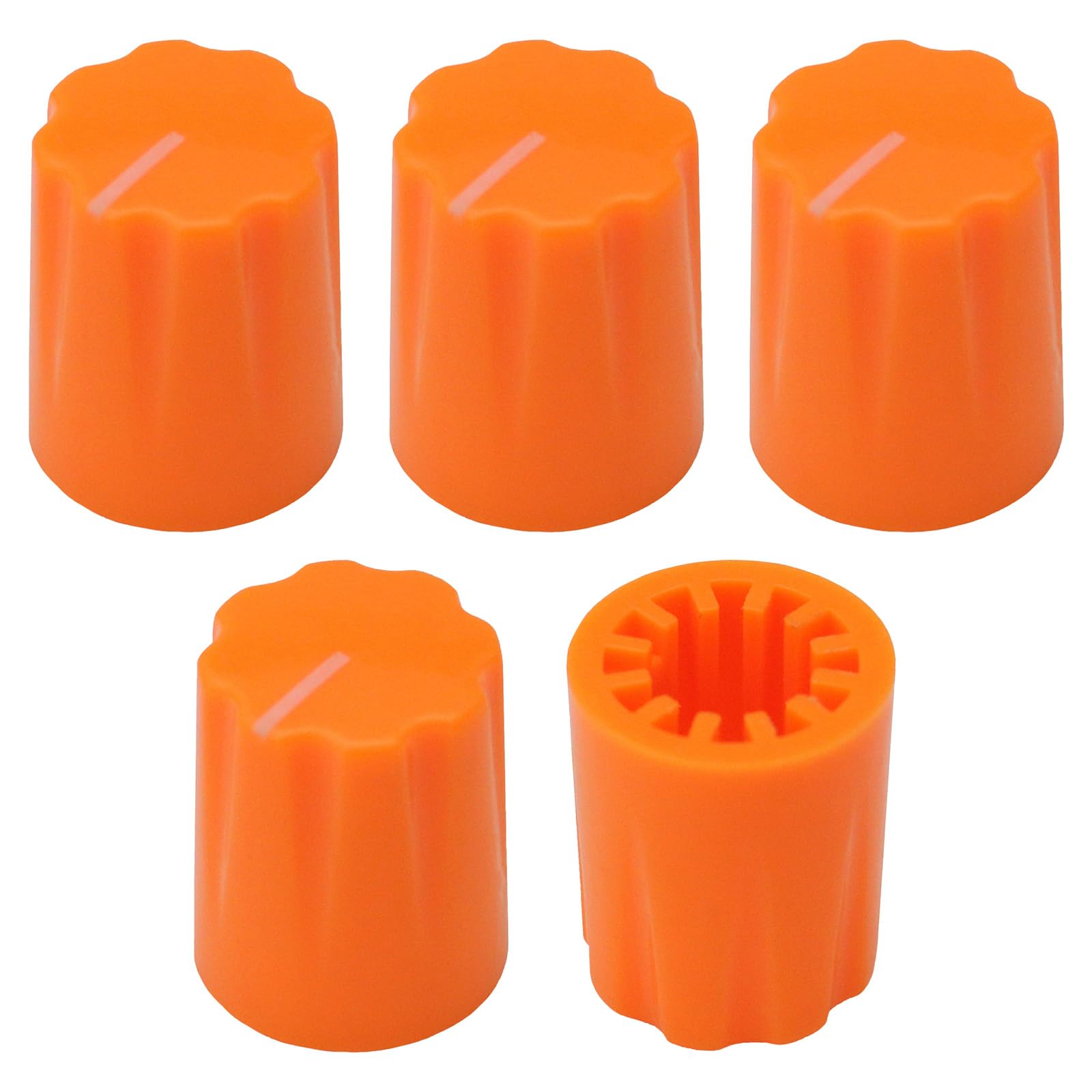 6.4mm Hole Tall Davies Style Instrument/Pedal Control Knob Pack of 5 (Orange)