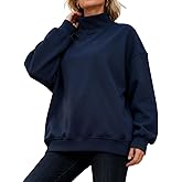 Wyeysyt Women's Mock Neck Sweatshirt Oversized Fall Outfits Fleece Lined Turtleneck Pullover Long Sleeve Casual Top Loose Fit
