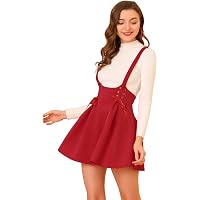 Allegra K Women's Gothic Plaid Skirt - High Waisted With Detachable Suspenders